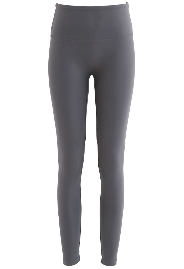 High Rise Peach Buttock Ankle-Length Leggings in Grey