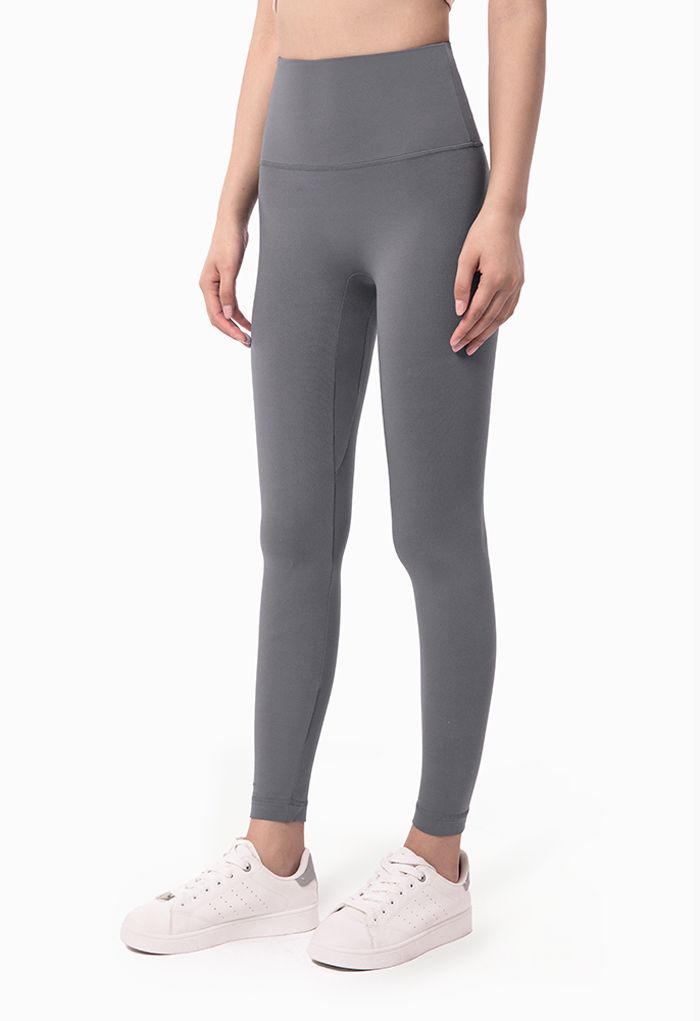 High Rise Peach Buttock Ankle-Length Leggings in Grey