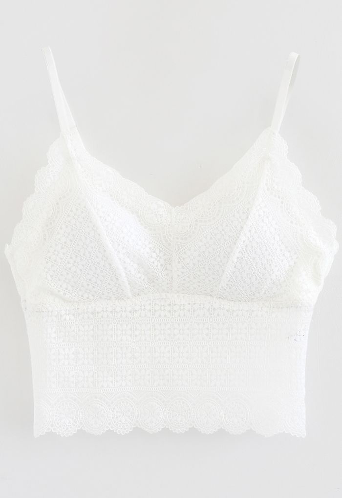 Floret Lace Cami Bustier Top in White