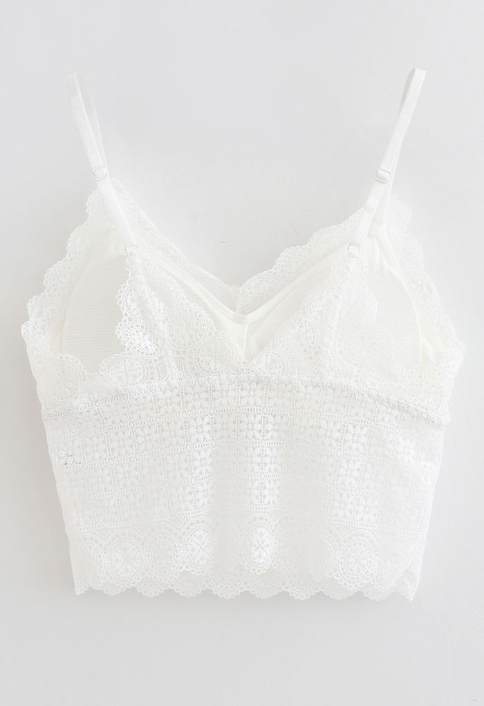 Floret Lace Cami Bustier Top in White