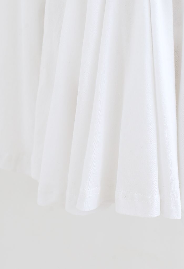 Oblique Shoulder Top and Pocket Shorts Set in White