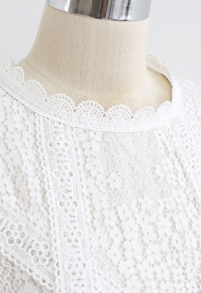 Floret Full Lace Long Sleeves Top in White