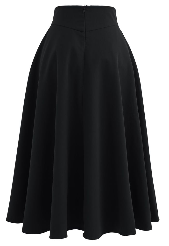 Classic Simplicity A-Line Midi Skirt in Black
