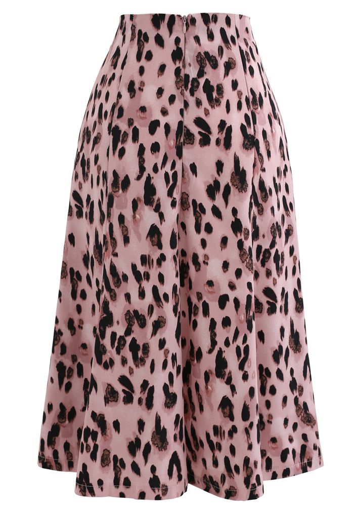 Animal Print Flare Skirt in Pink