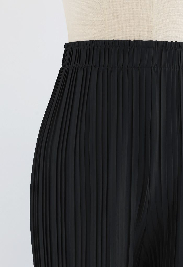 Full Pleated Two-Piece Shorts and Pants in Black