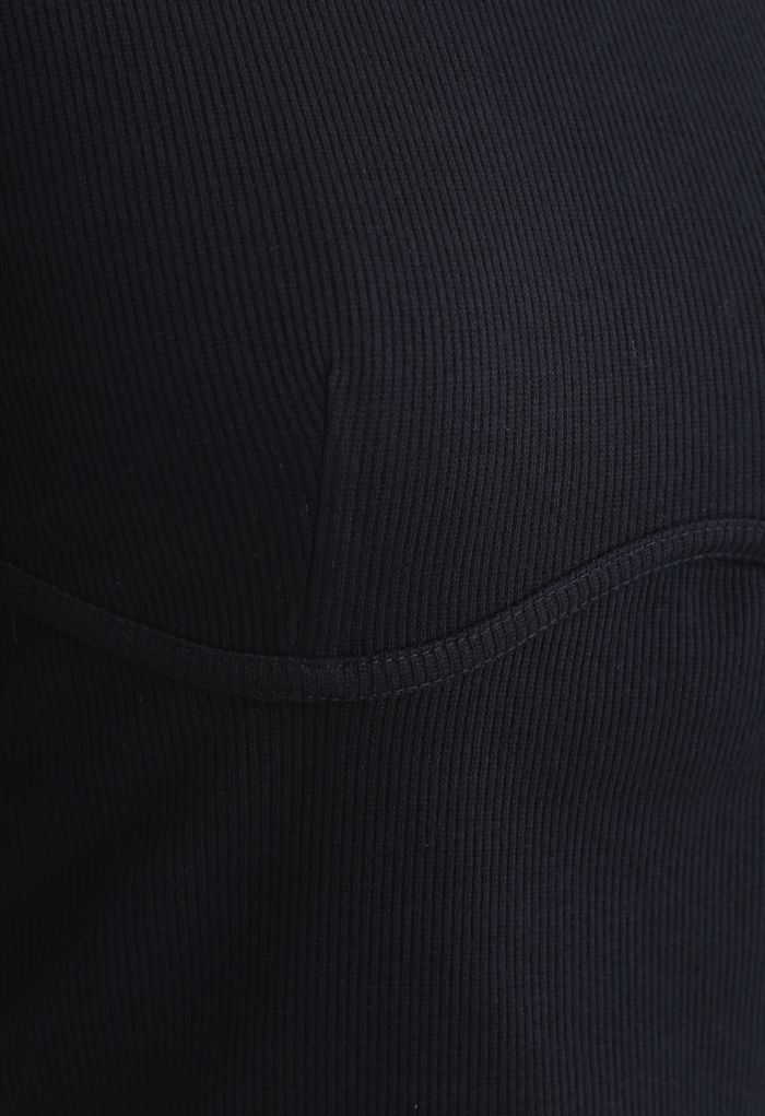 Cotton Long Sleeves Black Crop Top