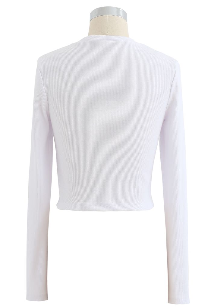 Cotton Long Sleeves White Crop Top