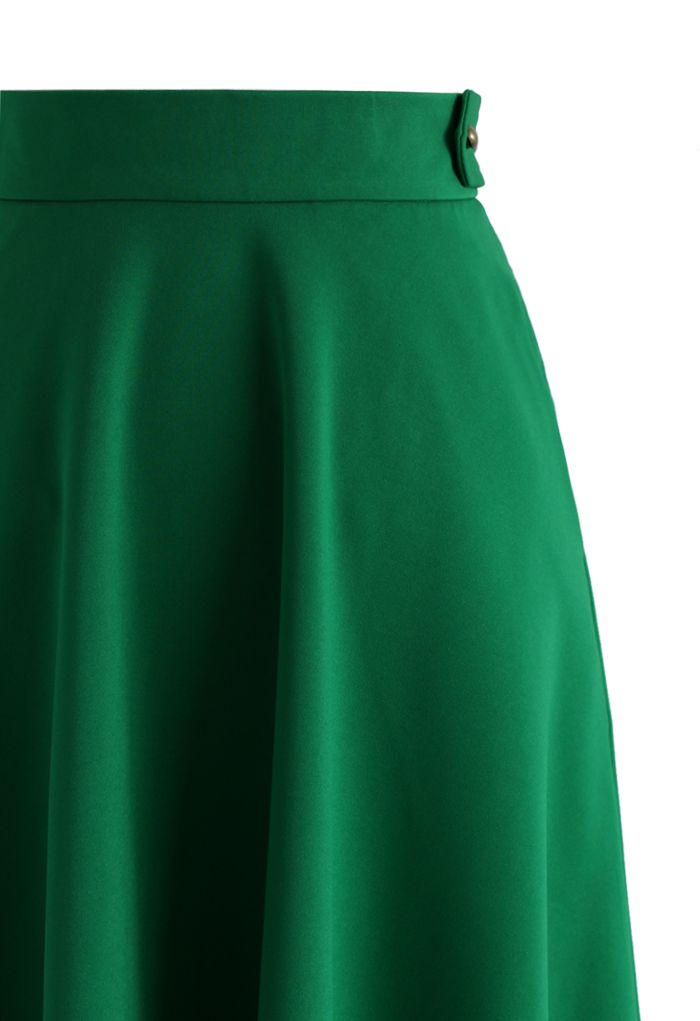 Basic Full A-line Skirt in Emerald Green