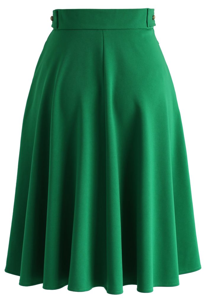 Basic Full A-line Skirt in Emerald Green