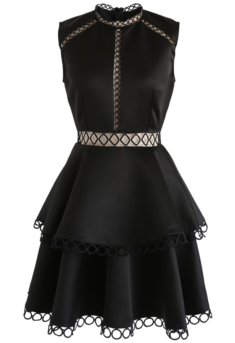 Show Your Elegance Eyelet Sleeveless Dress in Black
