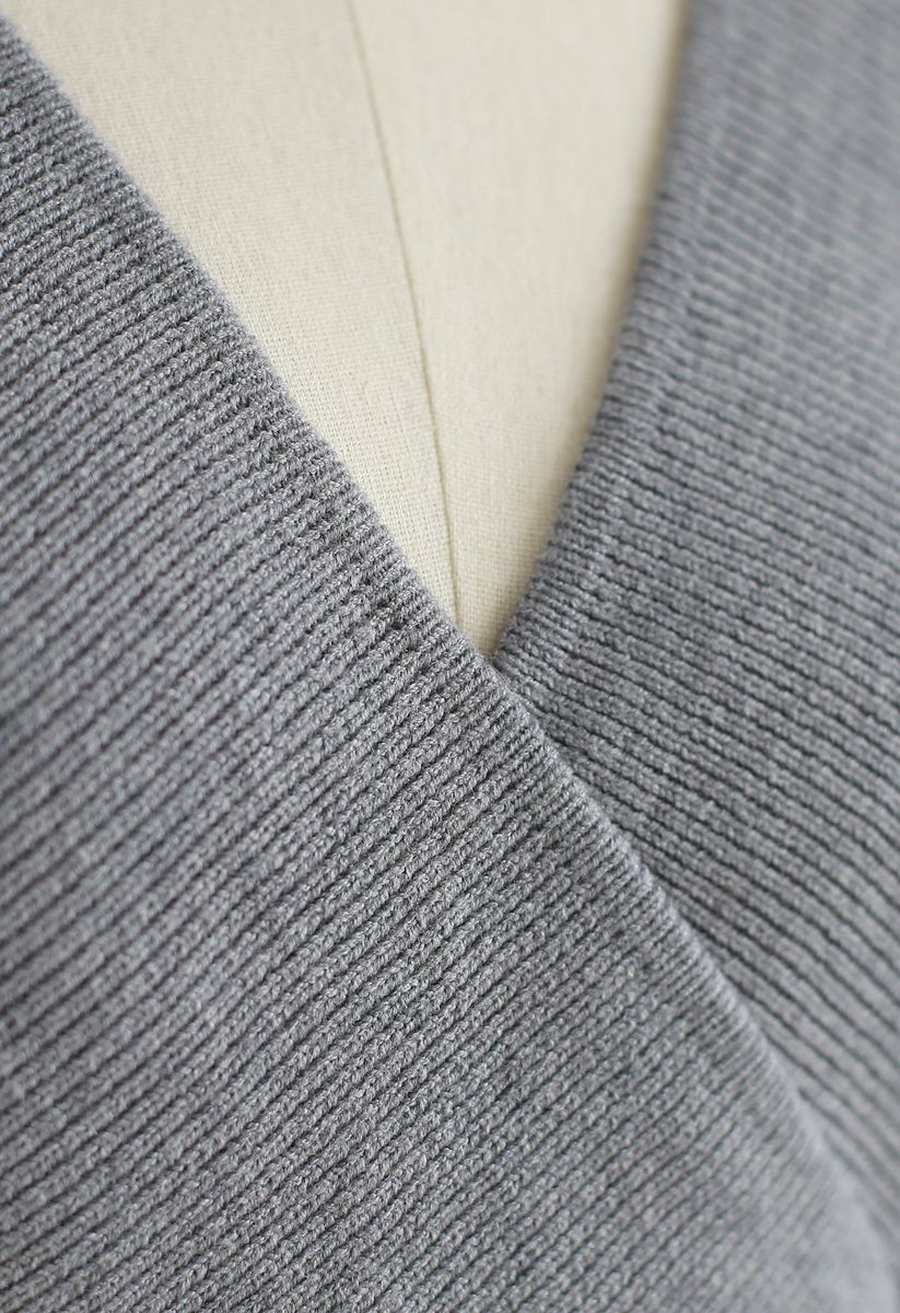 Modern Allure Wrapped Knit Dress in Grey