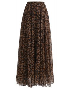 豹紋水彩半身裙--棕色