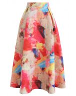 Florid Watercolor Embossed A-Line Skirt